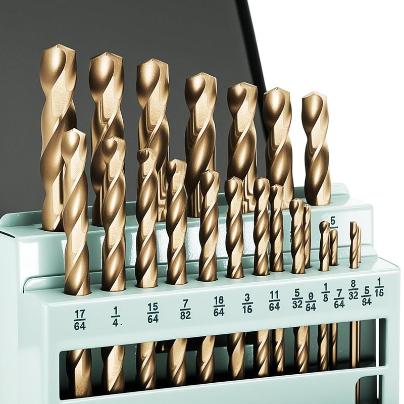 Axelord 21Pcs Cobalt Drill Bit Set (1/16"-3/8"), M35 HSS, 135 Degree Tip, Twist Jobber Length for Hardened Metal, Stainless Steel, Cast Iron, Wood, and Plastics, with Index Storage Case - Image 1